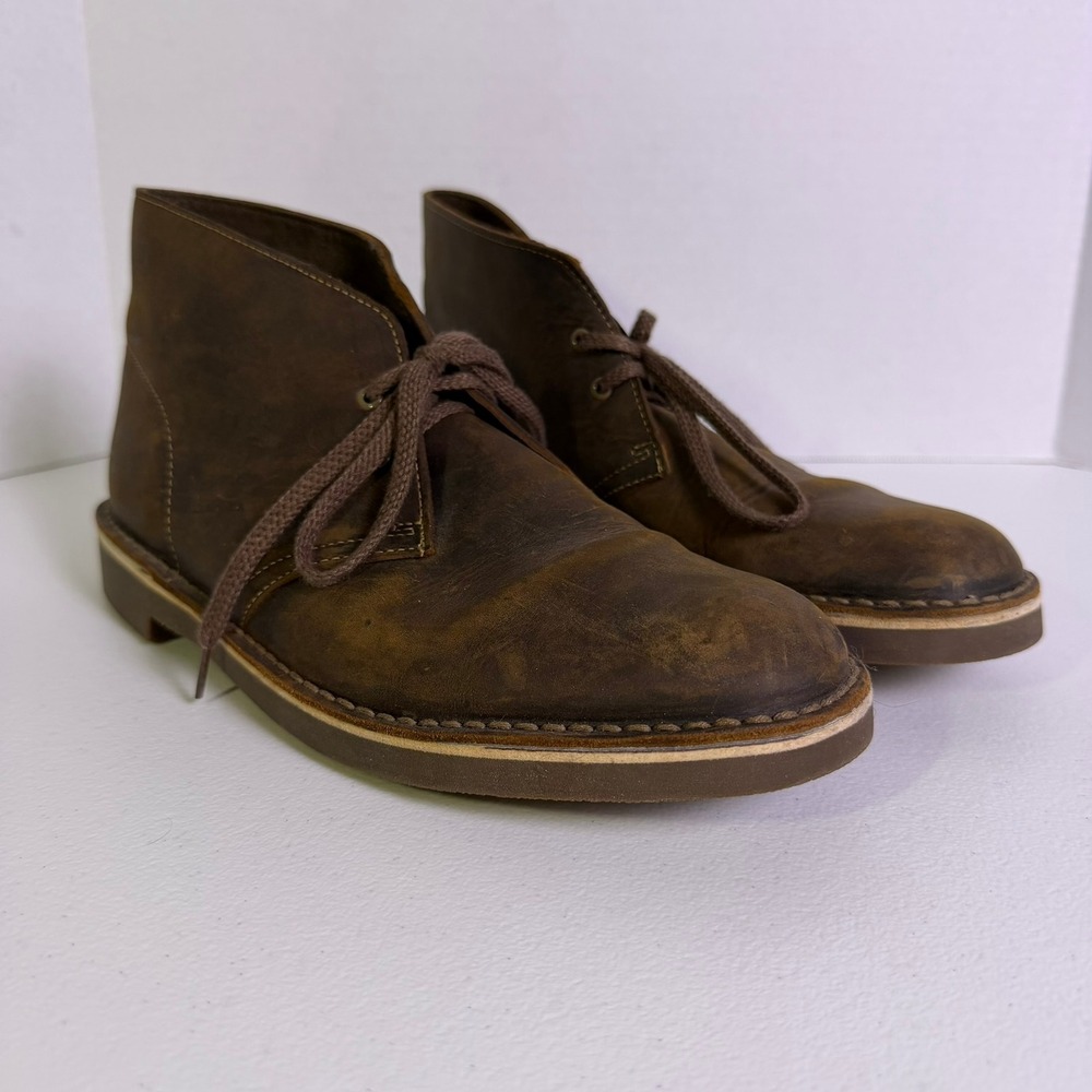 Clarks Desert Boots Mens 7.5 Brown Beeswax Leather Chukka Ankle Boots